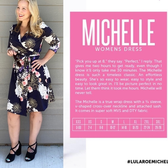 Lularoe Michelle Wrap Style Dress in Green & Pink Stripe Print Size XL - Picture 4 of 7